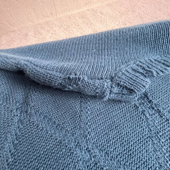 S.G. Sport Collection Women V-Neck Sweater Medium 10/12 Blue Diamond Floral Knit - Picture 8 of 9